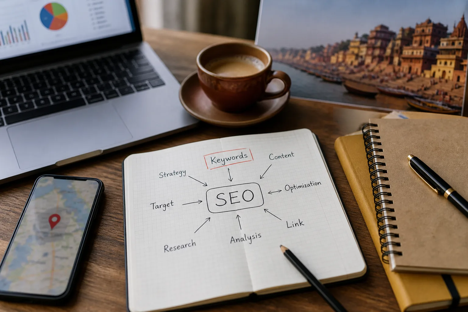 Digital marketing services planning desk for Varanasi businesses